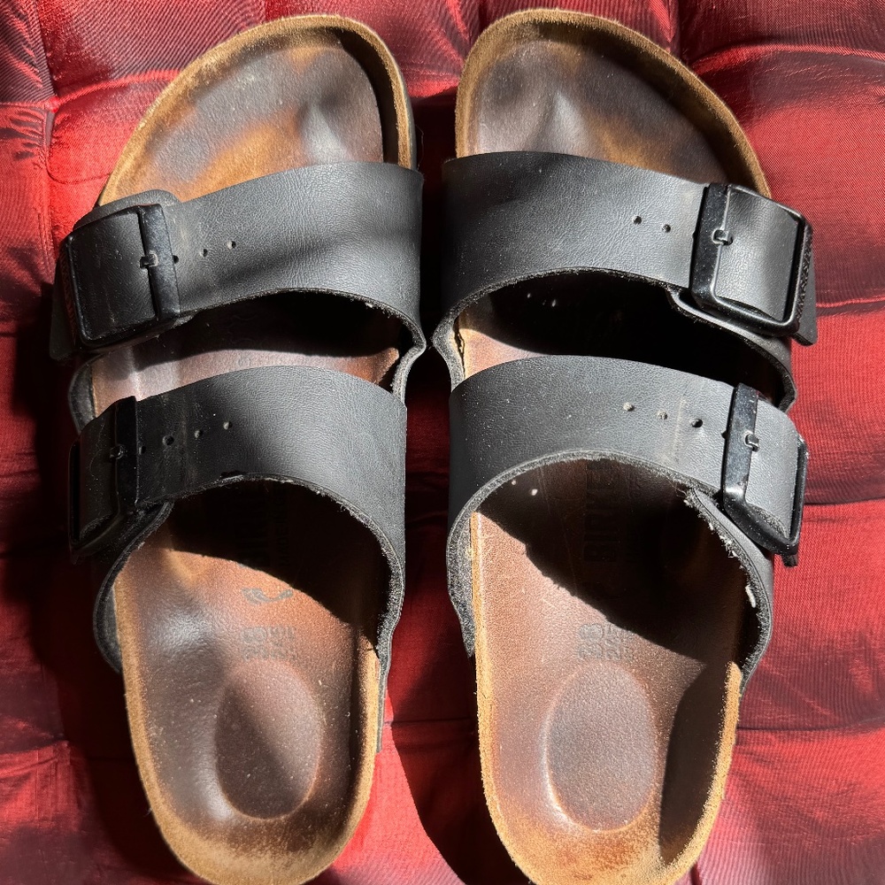 Arizona Birkenstock black Oil leather two strap